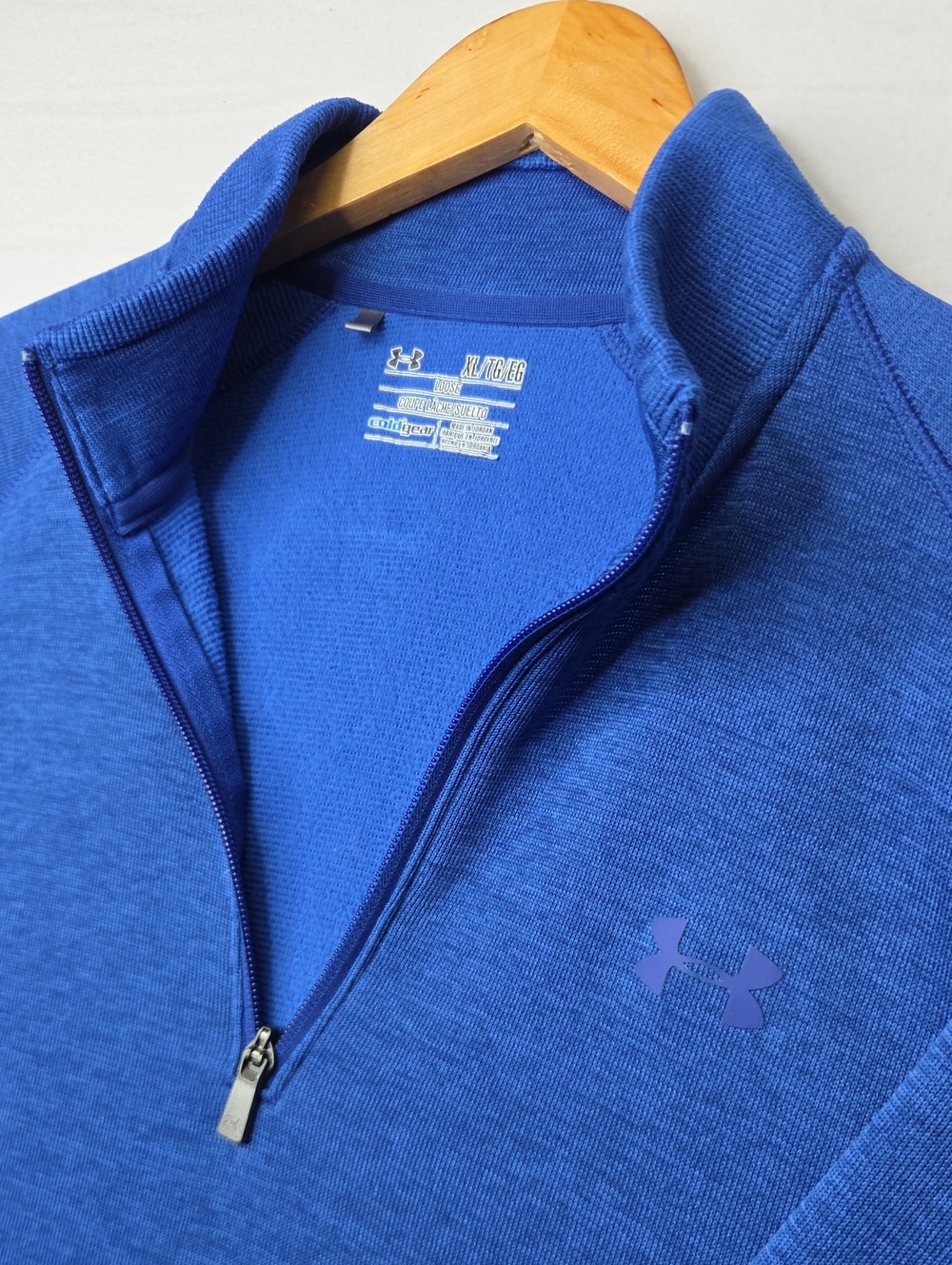 Under Armour Men's Blue Heathered Quarter Zip Pullover Sweater Size XL